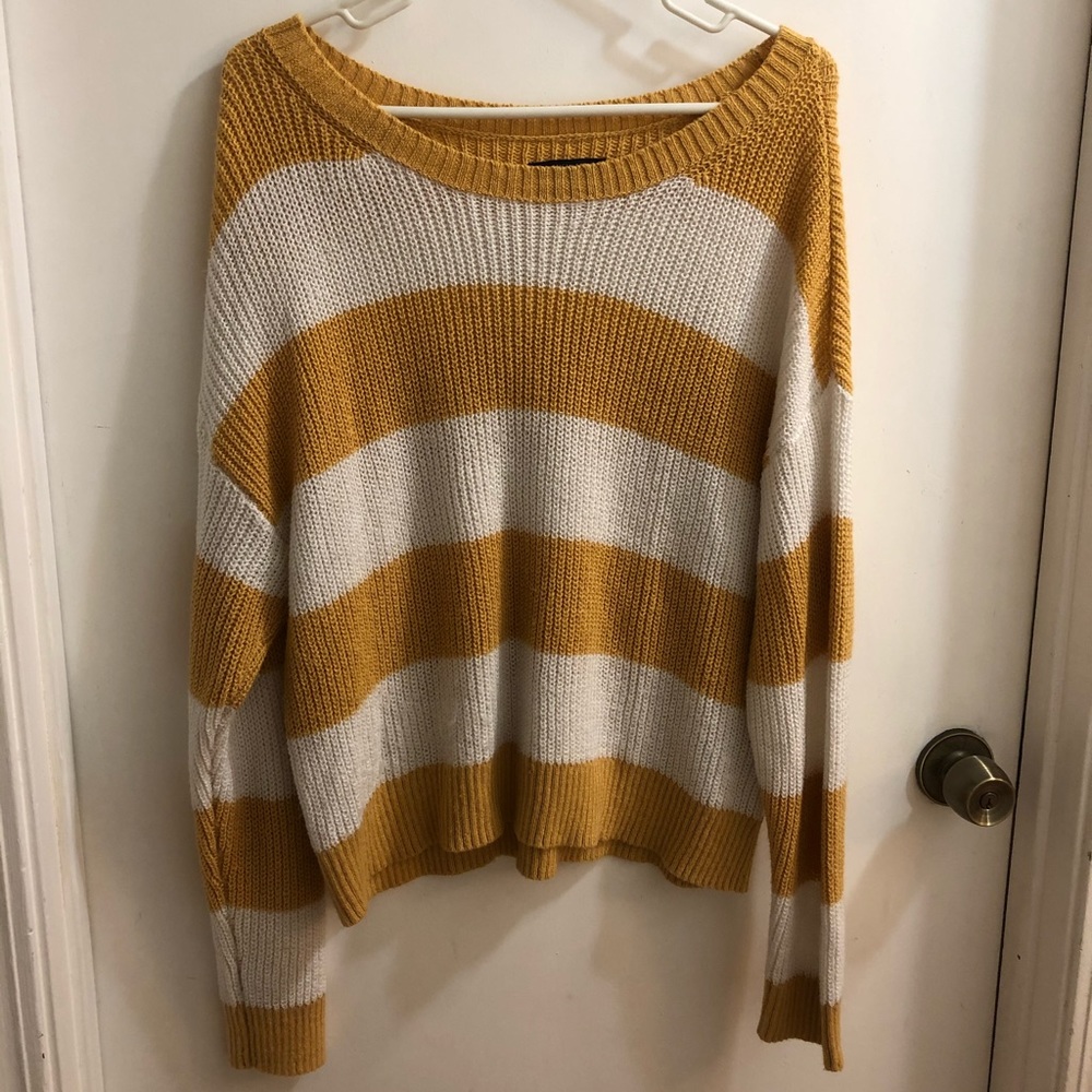 American Eagle yellow striped sweater